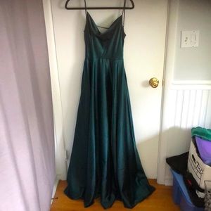 Green Satin Prom Dress